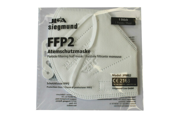 FFP2 Atemschutzmaske zertifiziert, gefaltet, Modell JFM02, einzeln verpackt