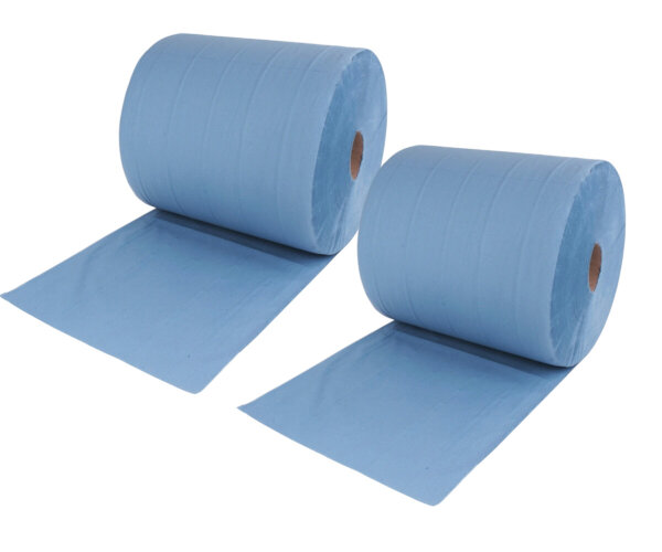 Putztuchrolle 2-lagig, blau, 2 Rollen a 500 Blatt/ Pack, H= 22 cm/B=36 cm