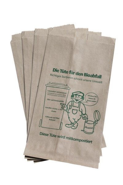 Bio-Abfallbeutel braun, 10 Liter, 200 + 160 x 360 mm, 70g/qm, verschiedene Mengen