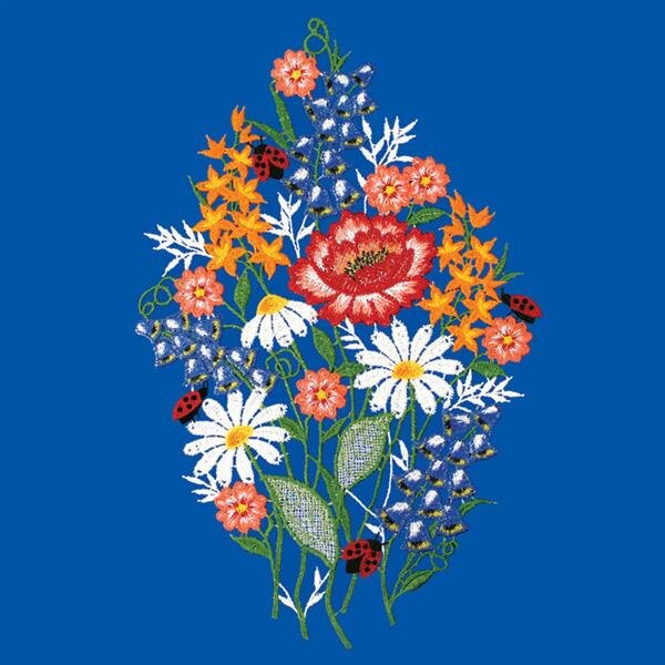 Fensterbild Sommerstrauß farbig, 22 x34 cm, Spitze, Sommerblumen Deko